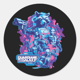 Sticker Rond Gardiens de la Galaxie Graphique d'équipe stylisé