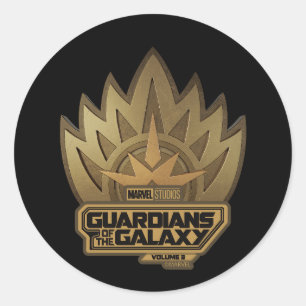 Sticker Rond Gardiens de la Galaxie Insigne Doré