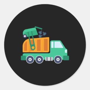 Sticker Rond Garge Camion Recyclage des déchets Collecteur Eart