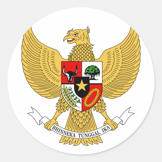 Sticker Rond Garuda Pancasila, t Armes Indonésie, Indonésie (Devant)