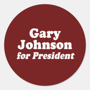 STICKER ROND GARY JOHNSON, PRÉSIDENT