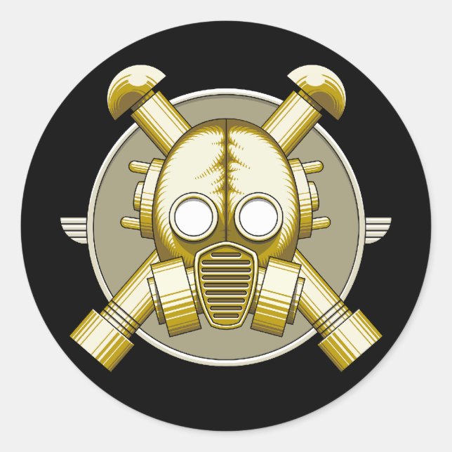 Sticker Rond Gasmasque Art Déco (Devant)