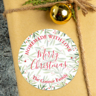 Sticker Rond Gastronomie maison traitement de Noël Baking Holly