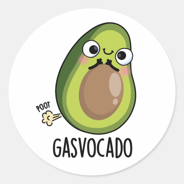 Sticker Rond Gasvocado Drôle Farting Avocado Pun (Devant)