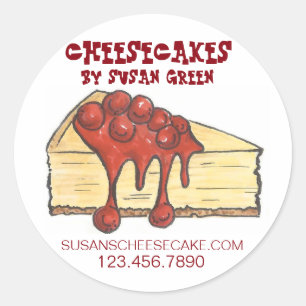 Sticker Rond Gâteau Au Cheesecake Personnalisé Fabriqué Avec De