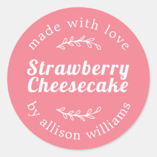 Sticker Rond Gâteau au fromage aux fraises fait maison rustique