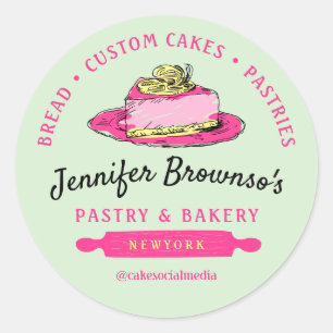 Sticker Rond Gâteau au fromage et citron de la pâtisserie de la