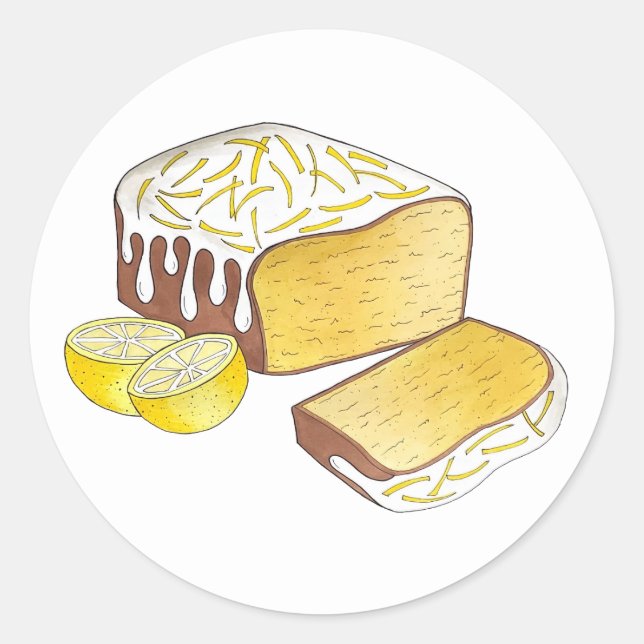 Sticker Rond Gâteau aux éponges au citron confit cuit maison (Devant)