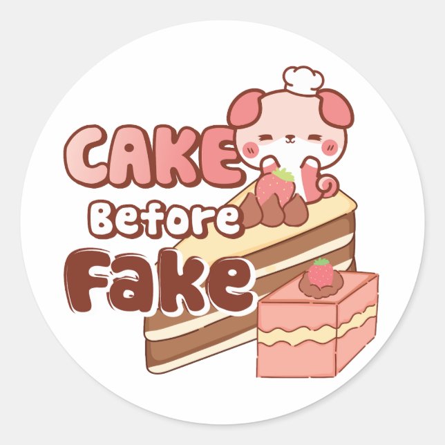 Sticker Rond Gâteau avant Fake Puffi (Devant)