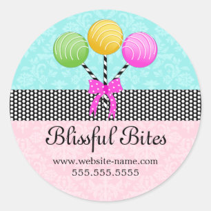 Sticker Rond Gâteau coloré Pops Damask