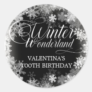 Sticker Rond Gâteau d'anniversaire 100 ans Flocon de neige Hive