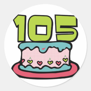 Sticker Rond Gâteau d'anniversaire 105 ans