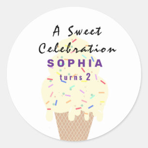 Sticker Rond Gâteau d'anniversaire à la glace sucrée