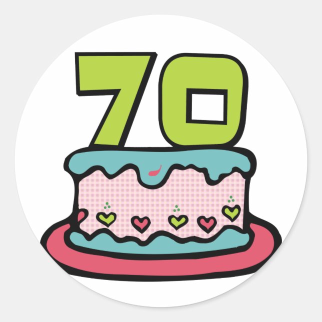 Sticker Rond Gâteau d'anniversaire âgé de 70 ans (Devant)