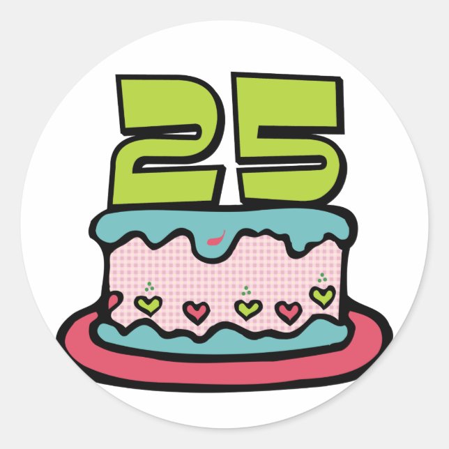 Sticker Rond Gâteau d'anniversaire de 25 ans (Devant)