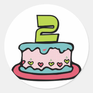 Sticker Rond Gâteau d'anniversaire de 2 ans