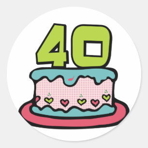 Sticker Rond Gâteau d'anniversaire de 40 ans