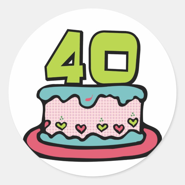 Sticker Rond Gâteau d'anniversaire de 40 ans (Devant)