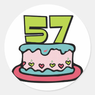 Sticker Rond Gâteau d'anniversaire de 57 ans