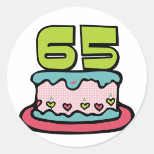 Sticker Rond Gâteau d'anniversaire de 65 ans