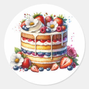 Sticker Rond Gâteau d'anniversaire plein de baies