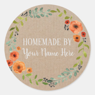 Sticker Rond Gâteau de biscuits fait maison Couronne de fleurs