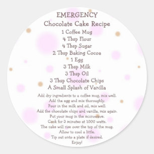 Sticker Rond Gâteau de chocolat dans une recette de tasse -