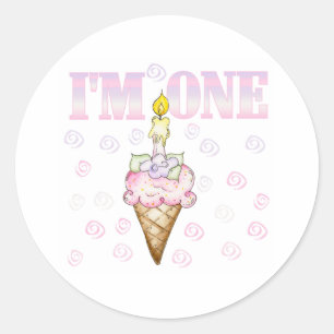 Sticker Rond Gâteau de cône de crème glacée Je suis un