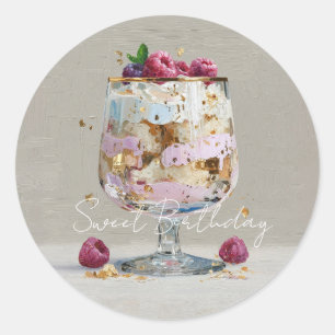 Sticker Rond Gâteau de fête d'anniversaire floral peinture à l'