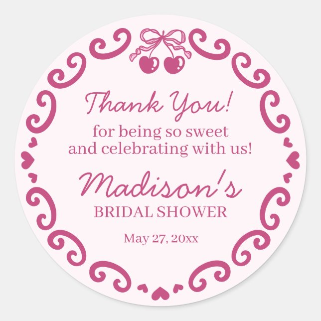 Sticker Rond Gâteau de Fiançailles Coquette à Cœur Rétro Rose a (Devant)