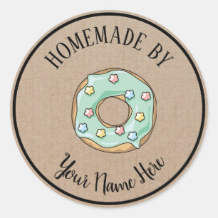 Sticker Rond Gâteau De Gâteau De Donut Fait Maison Par Artisa