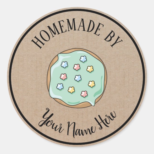 Sticker Rond Gâteau De Gâteau De Donut Fait Maison Par Artisana (Devant)