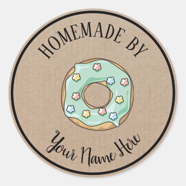 Sticker Rond Gâteau De Gâteau De Donut Fait Maison Par Artisana (Devant)