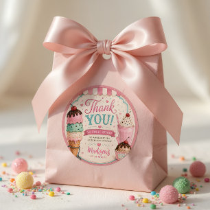 Sticker Rond Gâteau de glace pastel Merci pour votre anniversai
