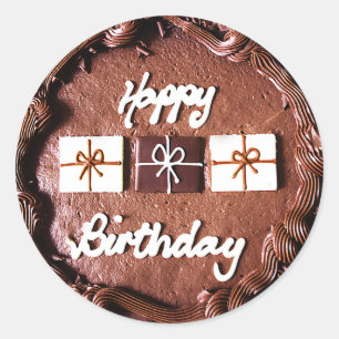 Sticker Rond Gâteau de joyeux anniversaire