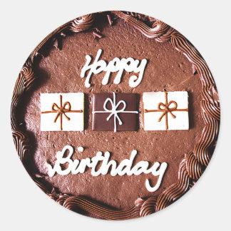 Sticker Rond Gâteau de joyeux anniversaire