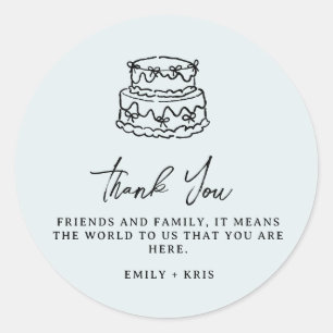 Sticker Rond Gâteau de Mariage Coquette Faveur de Mariage Bleue