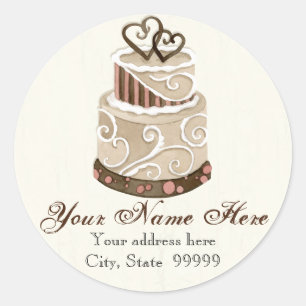 Sticker Rond Gâteau De Mariage Moderne Dot Frottent