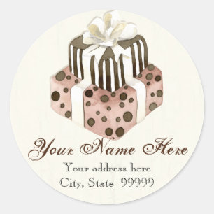 Sticker Rond Gâteau De Mariage Moderne Dot Frottent