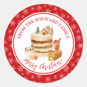 Sticker Rond Gâteau de Noël de Fêtes de fin d'année