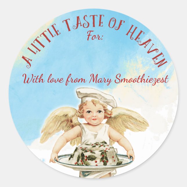 Sticker Rond Gâteau de Noël du chef Angel de la cuisine de (Devant)