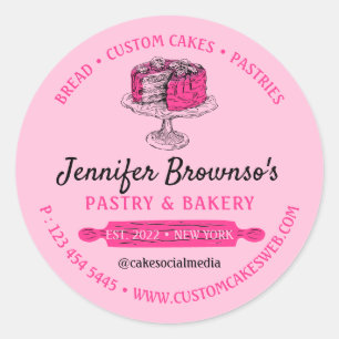 Sticker Rond Gâteau de Pâtisserie Rose Chef de Patisserie Migno