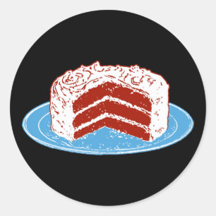 Sticker Rond Gâteau de velours rouge