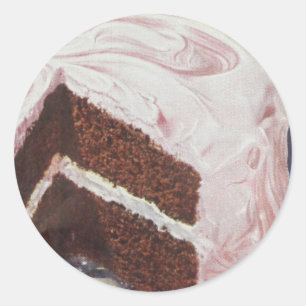 Sticker Rond Gâteau fait maison vintage rétro au chocolat blanc