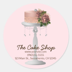 Sticker Rond Gâteau floral Rose sur la boulangerie Stand