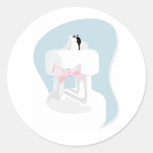 Sticker Rond Gâteau mariage avec bride et topper de chambre