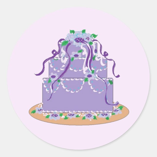 Sticker Rond Gâteau Mariage pourpre (Devant)