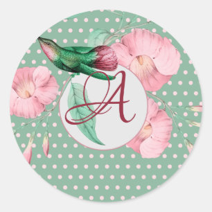 Sticker Rond Gâteau Monogramme Monnaie Vert Rose Décor