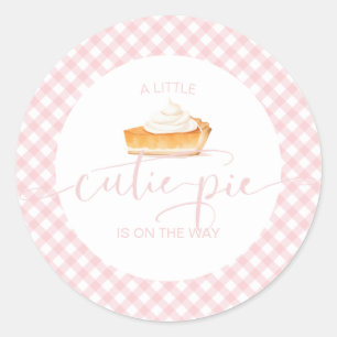 Sticker Rond Gâteau pumpkin pie Automne plaid rose bébé shower