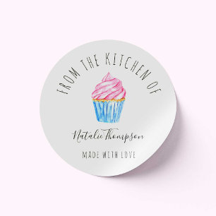 Sticker Rond Gâteau rose fait maison dans la cuisine de la pâti